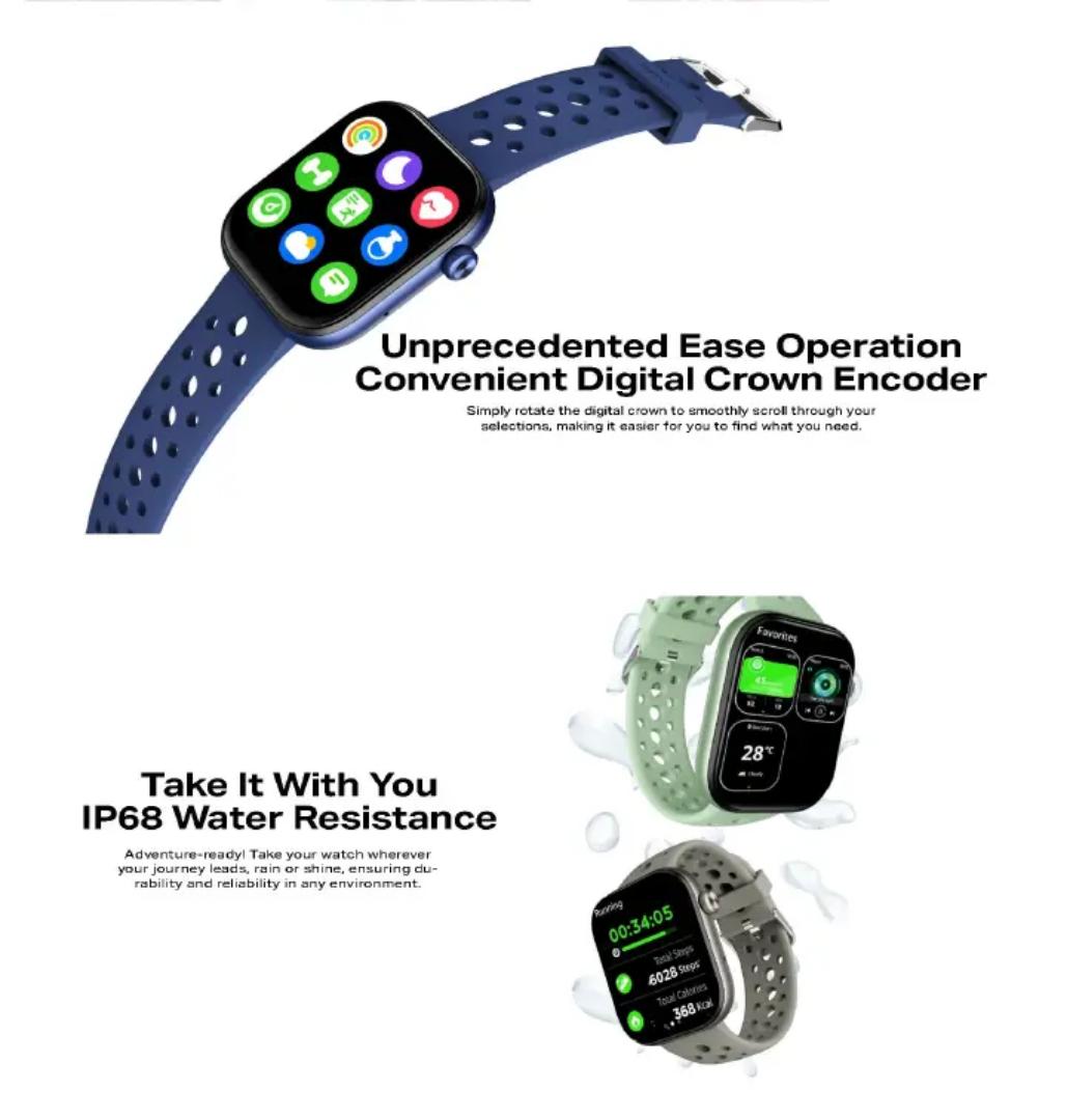 [NEW ARRIVAL]Infinix XWatch H4 XW4L Smart Watch 2.04 inches Full Touch HD Color Screen Waterproof Grade:IP68 (Life Waterproof), Battery Capacity:300mAh Lithium Polymer, Magnetic Charging,