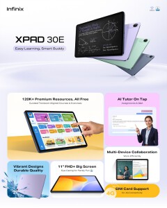 Infinix XPAD 30E TABLET | TAB 4GB RAM+128GB ROM, 11-inch Full HD'4G LTE,7000mAh battery, Android 15 with XOS 15