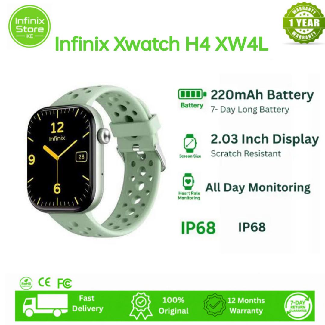 [NEW ARRIVAL]Infinix XWatch H4 XW4L Smart Watch 2.04 inches Full Touch HD Color Screen Waterproof Grade:IP68 (Life Waterproof), Battery Capacity:300mAh Lithium Polymer, Magnetic Charging,
