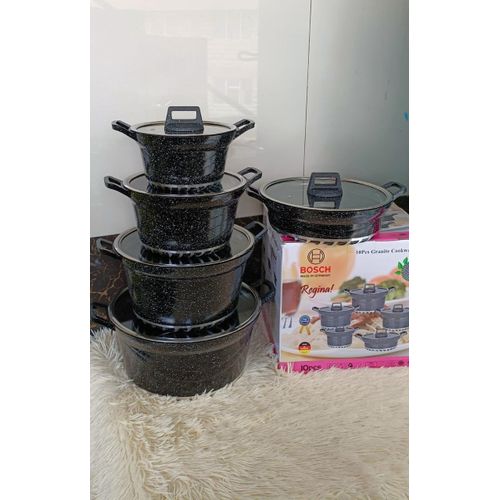 Bosch 10 Pcs Granite Non-Stick CookWare Set Pots Sufuria -Black
