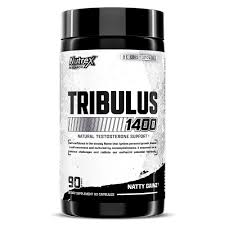 Nutrex Research Tribulus 1400 supplement bottle designed to support natural testosterone levels.