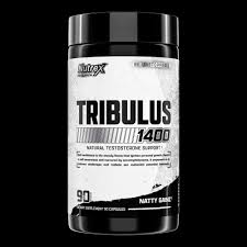 Nutrex Research Tribulus 1400 supplement bottle designed to support natural testosterone levels.