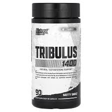 Nutrex Research Tribulus 1400 supplement bottle designed to support natural testosterone levels.