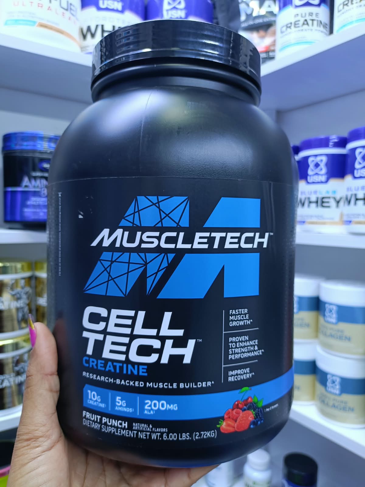 Muscletech Cell-Tech Creatine Powder 2.72kg Fruit Punch, 10g Creatine per Serving, 5g Aminos & 200mg ALA, Research-Backed Muscle Builder Dietary Supplement