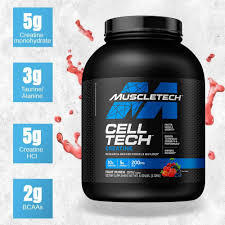 Muscletech Cell-Tech Creatine Powder 2.72kg Fruit Punch, 10g Creatine per Serving, 5g Aminos & 200mg ALA, Research-Backed Muscle Builder Dietary Supplement