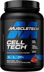 Muscletech Cell-Tech Creatine Powder 2.72kg Fruit Punch, 10g Creatine per Serving, 5g Aminos & 200mg ALA, Research-Backed Muscle Builder Dietary Supplement