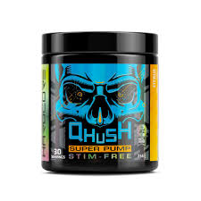 USN QHUSH Pre-Workout (20 serv) Blue Raspberry - Pre-Workout Booster,  Boosts muscle pumps, helps repair tissue, and increases strength without caffeine.