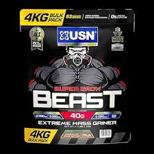USN Super Grow Beast Extreme Mass Gainer, a high-calorie protein powder supplement designed for muscle building and weight gain 1KG