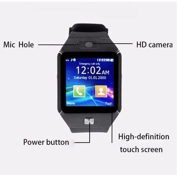 Smart 2030 Black Bluetooth Smartwatch, Smart Watch, Sports Fitness Tracker with SIM SD Card Slot Camera Pedometer Compatible with iOS Android for Kids Men Women - W007