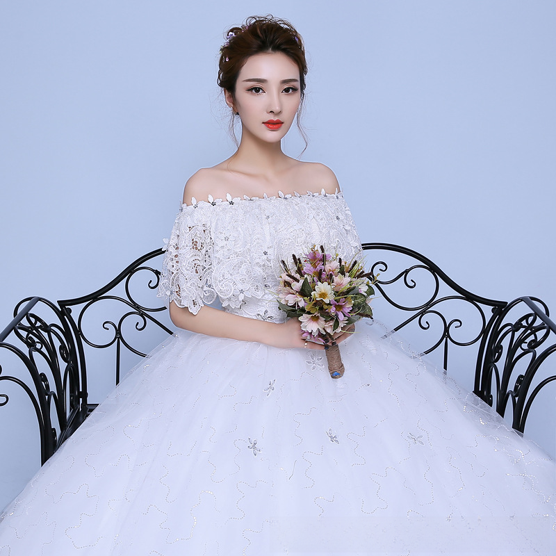 Wedding dress bride wedding dress shoulder to shoulder slim slim wedding dress new style slimming