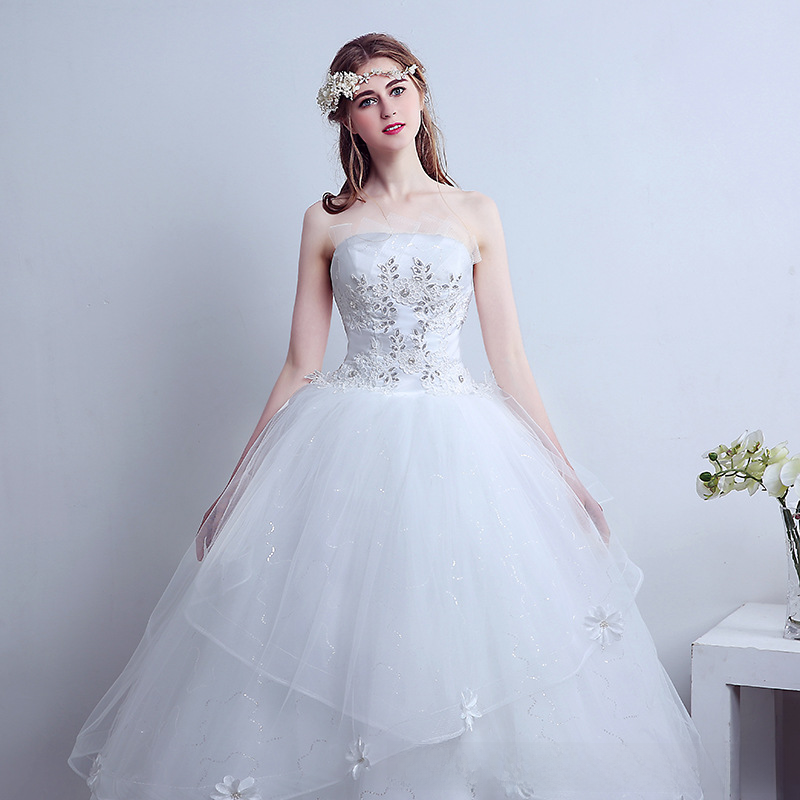 Bridal Wedding Dress New Floor-length Wedding Dress Simple Slim Slim Retro Large Size