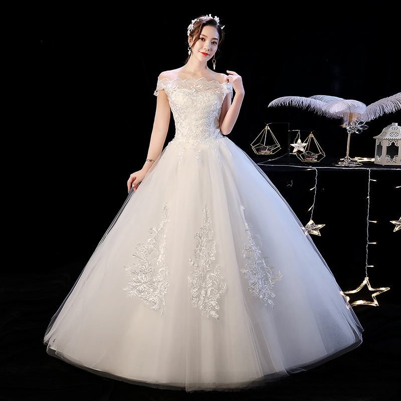 Wedding dress bride slim plus size simple wedding dress new style wedding dress one shoulder