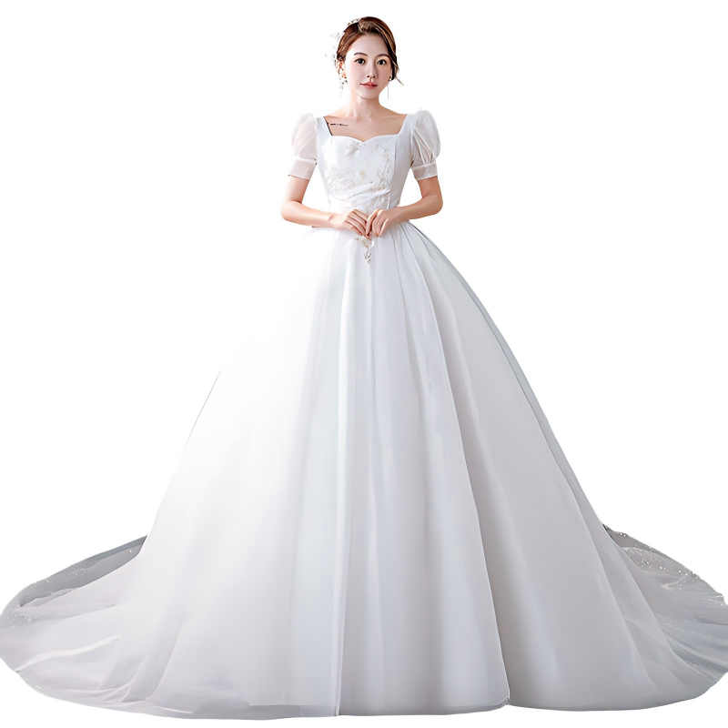 Wedding dress bride floor-length wedding dress new style simple retro one-shoulder slim plus size