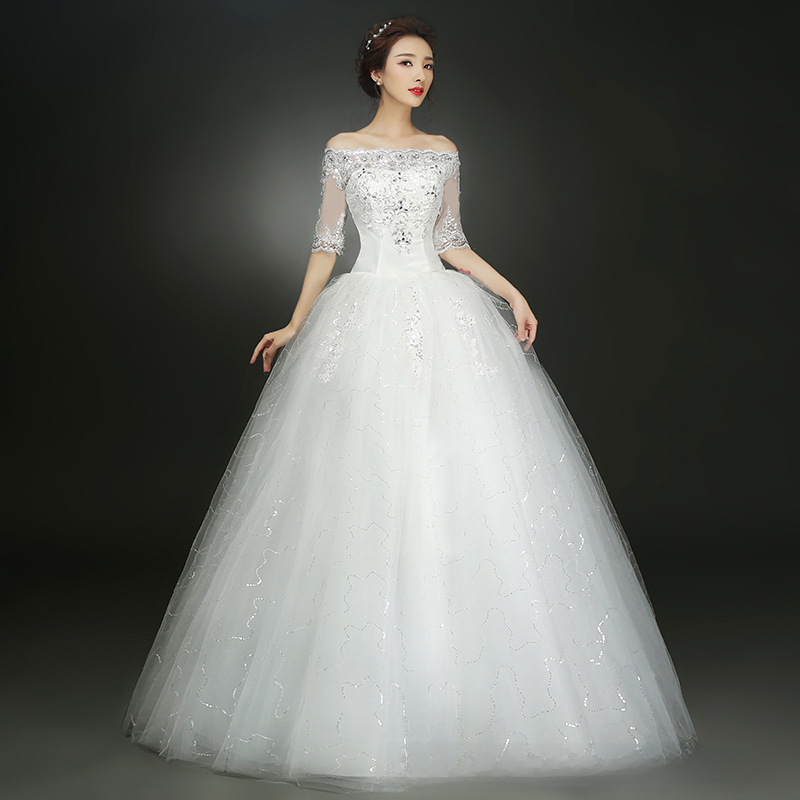 Simple wedding dress bride slim wedding dress one shoulder slim tutu skirt retro wedding dress new style