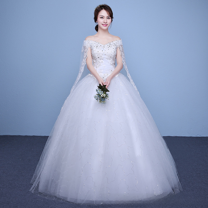 Plus size wedding dress new bridal wedding dress one shoulder slim slim long style slim to the floor