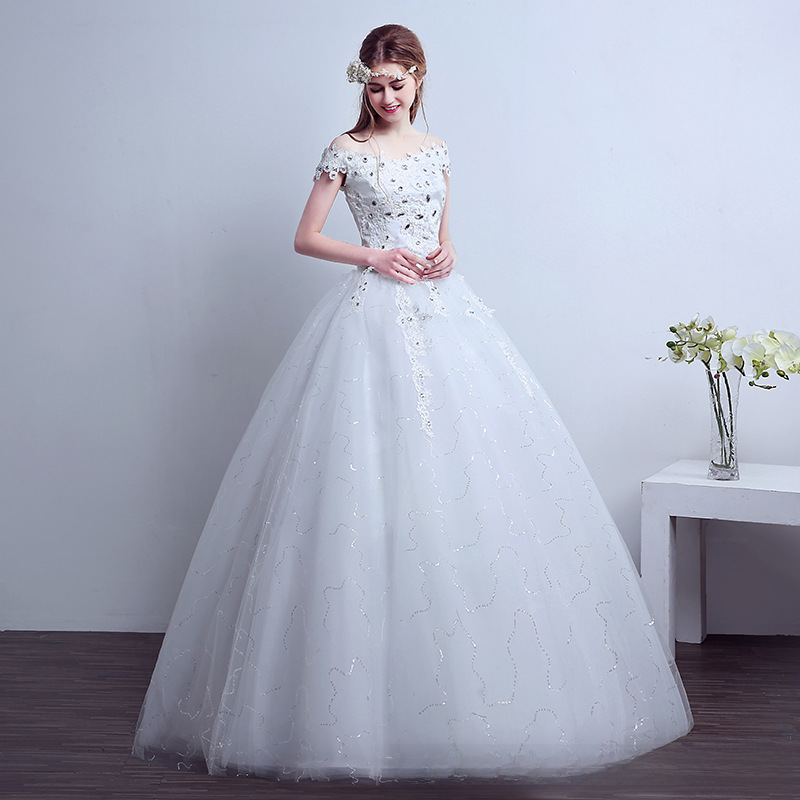 Wedding dress bride new style wedding dress one shoulder simple large size slim retro simple