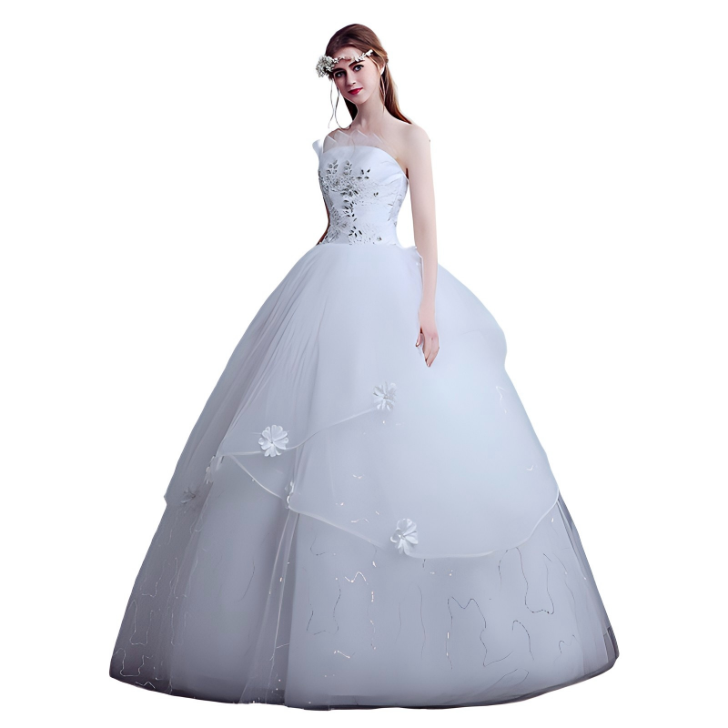 Bridal Wedding Dress New Floor-length Wedding Dress Simple Slim Slim Retro Large Size