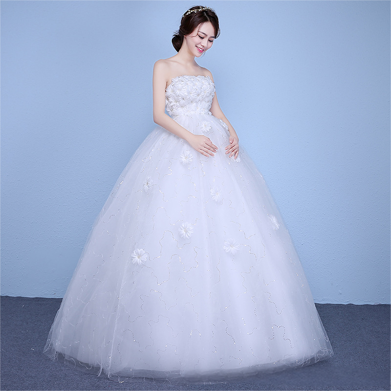 Wedding dress bride new high waist wedding dress long simple floor length plus size