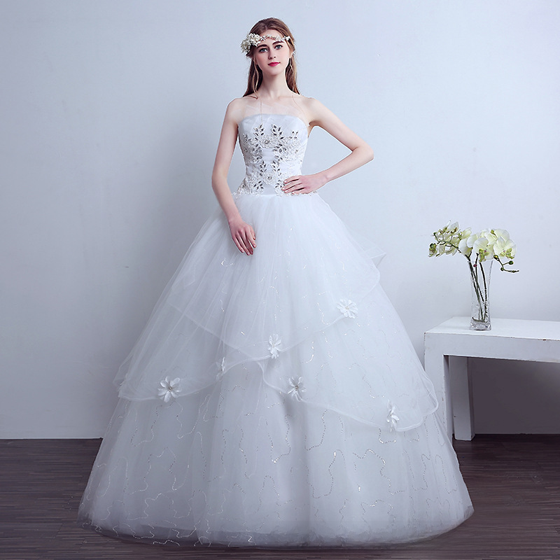 Bridal Wedding Dress New Floor-length Wedding Dress Simple Slim Slim Retro Large Size