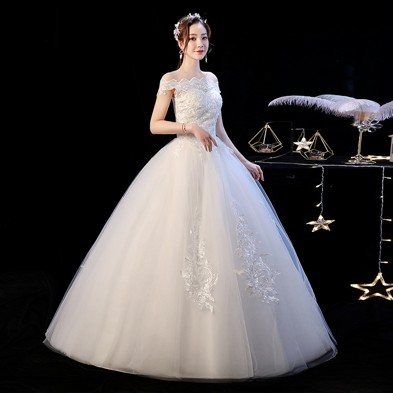Wedding dress bride slim plus size simple wedding dress new style wedding dress one shoulder