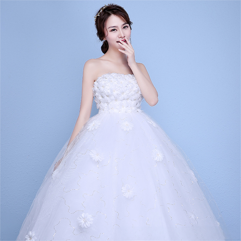 Wedding dress bride new high waist wedding dress long simple floor length plus size