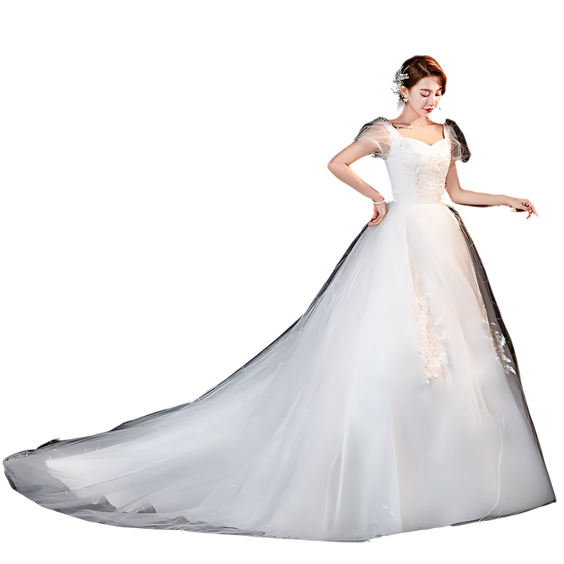 Starry sky simple one-shoulder main wedding dress new style temperament bride luxury palace style trailing summer