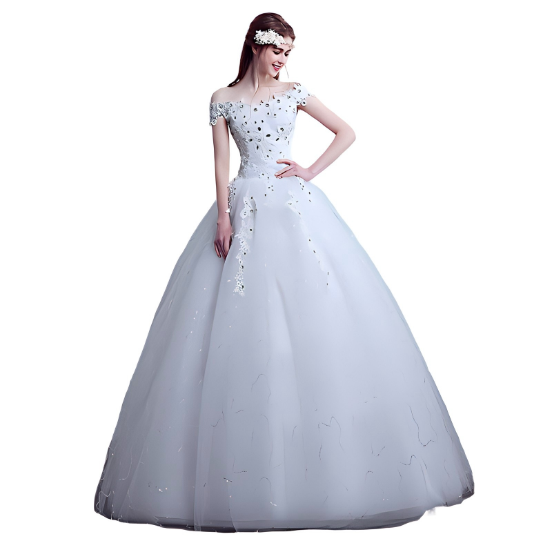 Wedding dress bride new style wedding dress one shoulder simple large size slim retro simple