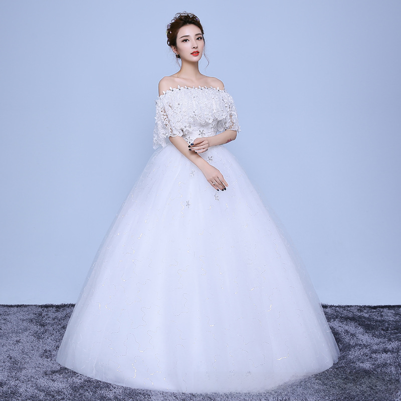 Wedding dress bride wedding dress shoulder to shoulder slim slim wedding dress new style slimming