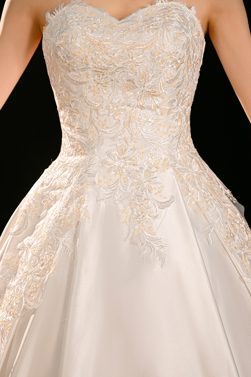 Satin wedding dress new style small bride main gauze French retro tube top high-grade white outing gauze