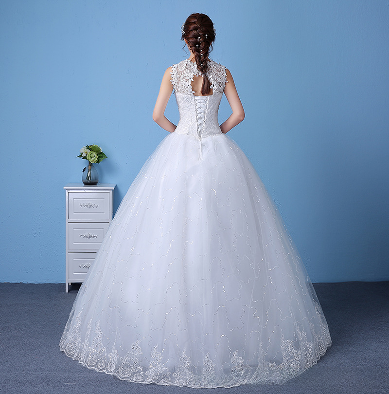 Wedding dress bride floor-length tutu skirt wedding dress slimming wedding dress one-shoulder v-neck new style