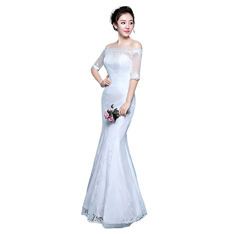 Wedding dress bride slimming large size fishtail waist waist fishtail wedding dress floor-length one-shoulder slim