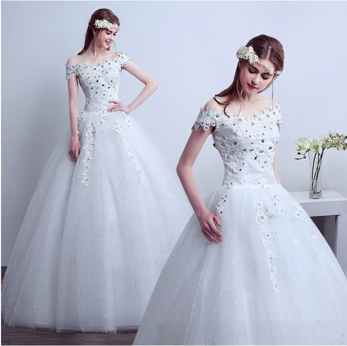 Wedding dress bride new style wedding dress one shoulder simple large size slim retro simple