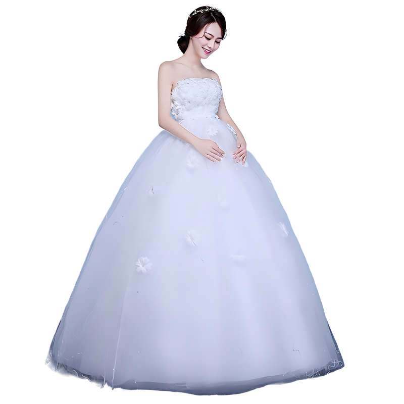 Wedding dress bride new high waist wedding dress long simple floor length plus size