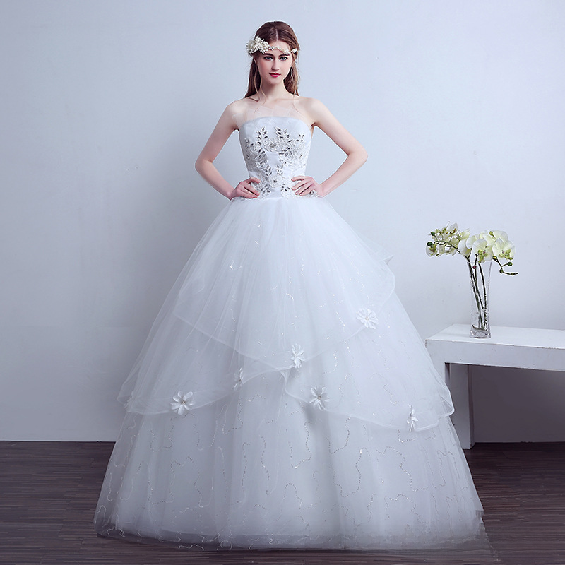Bridal Wedding Dress New Floor-length Wedding Dress Simple Slim Slim Retro Large Size