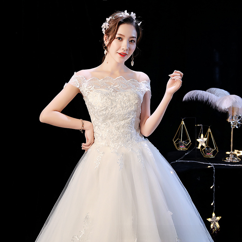Wedding dress bride slim plus size simple wedding dress new style wedding dress one shoulder