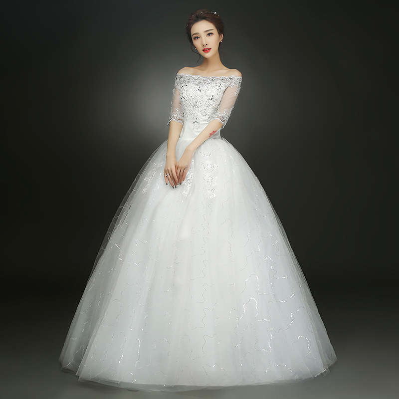 Simple wedding dress bride slim wedding dress one shoulder slim tutu skirt retro wedding dress new style