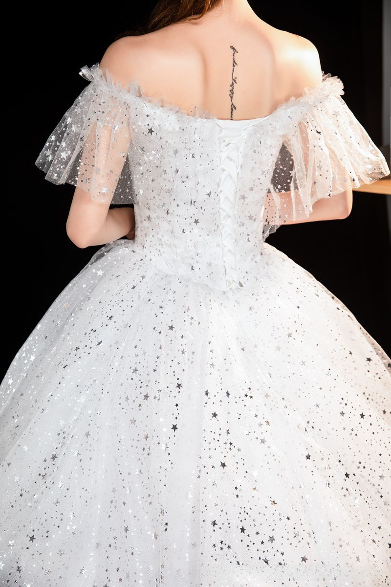 One shoulder wedding dress new style bride trailing temperament small forest style French light wedding dress super fairy simple