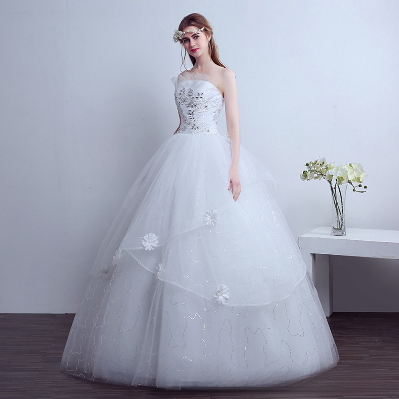Bridal Wedding Dress New Floor-length Wedding Dress Simple Slim Slim Retro Large Size