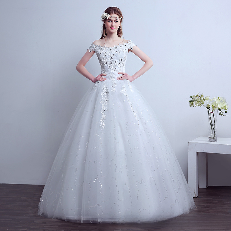 Wedding dress bride new style wedding dress one shoulder simple large size slim retro simple