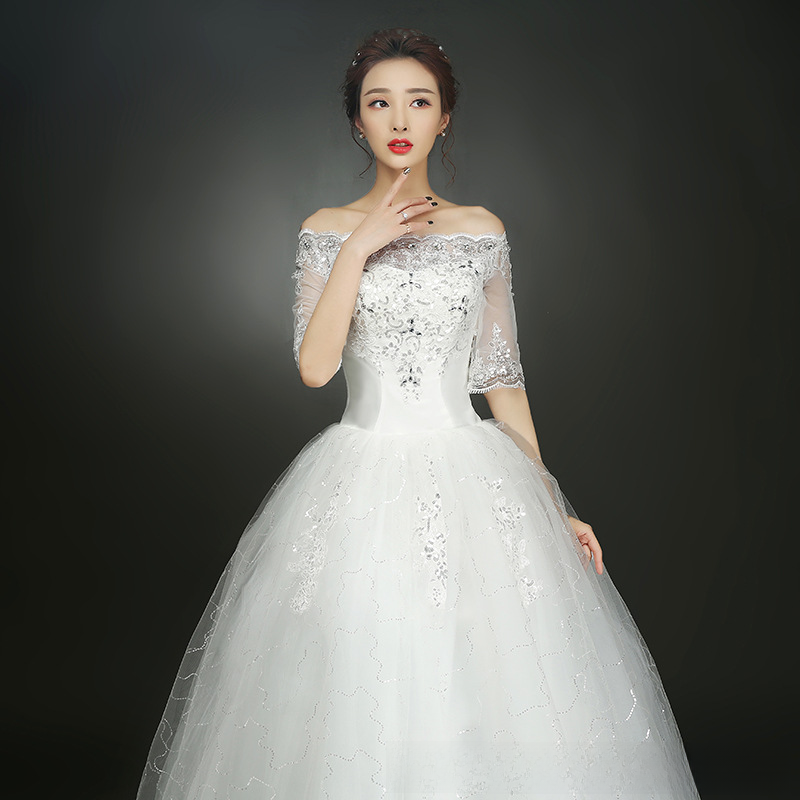 Simple wedding dress bride slim wedding dress one shoulder slim tutu skirt retro wedding dress new style
