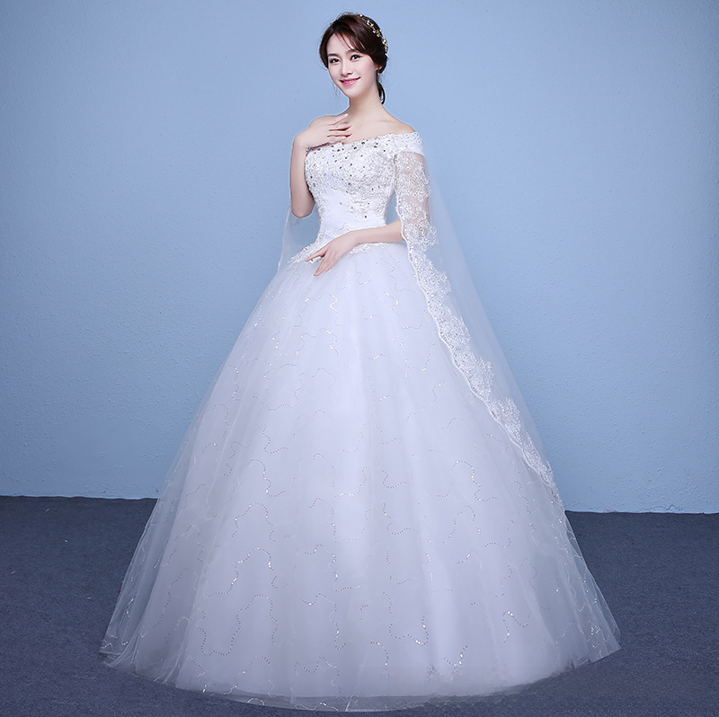 Plus size wedding dress new bridal wedding dress one shoulder slim slim long style slim to the floor
