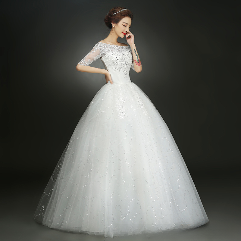 Simple wedding dress bride slim wedding dress one shoulder slim tutu skirt retro wedding dress new style
