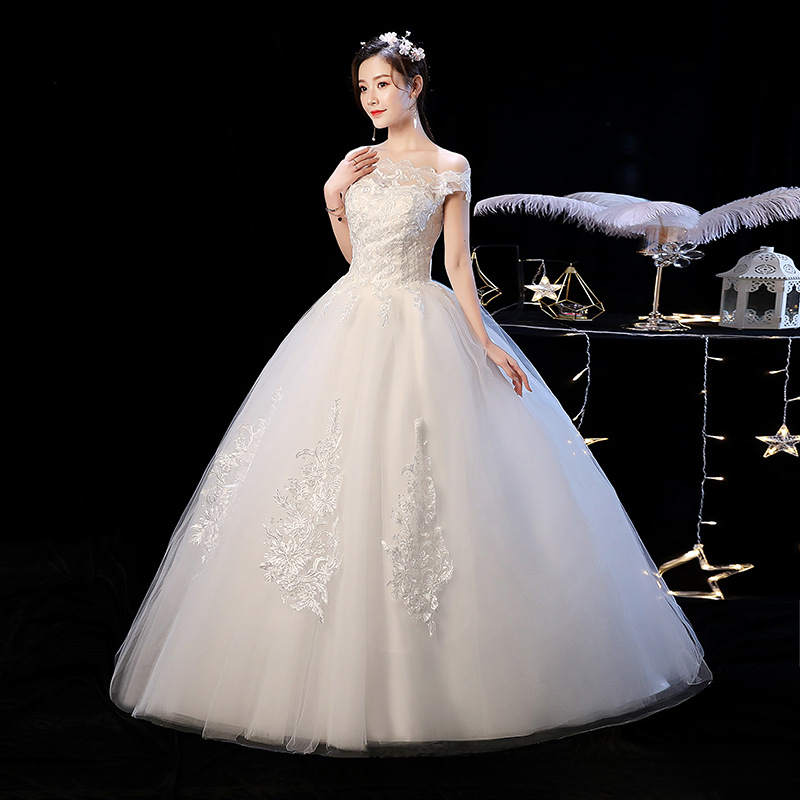 Wedding dress bride slim plus size simple wedding dress new style wedding dress one shoulder