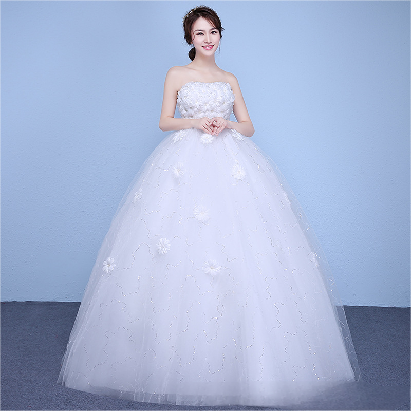 Wedding dress bride new high waist wedding dress long simple floor length plus size