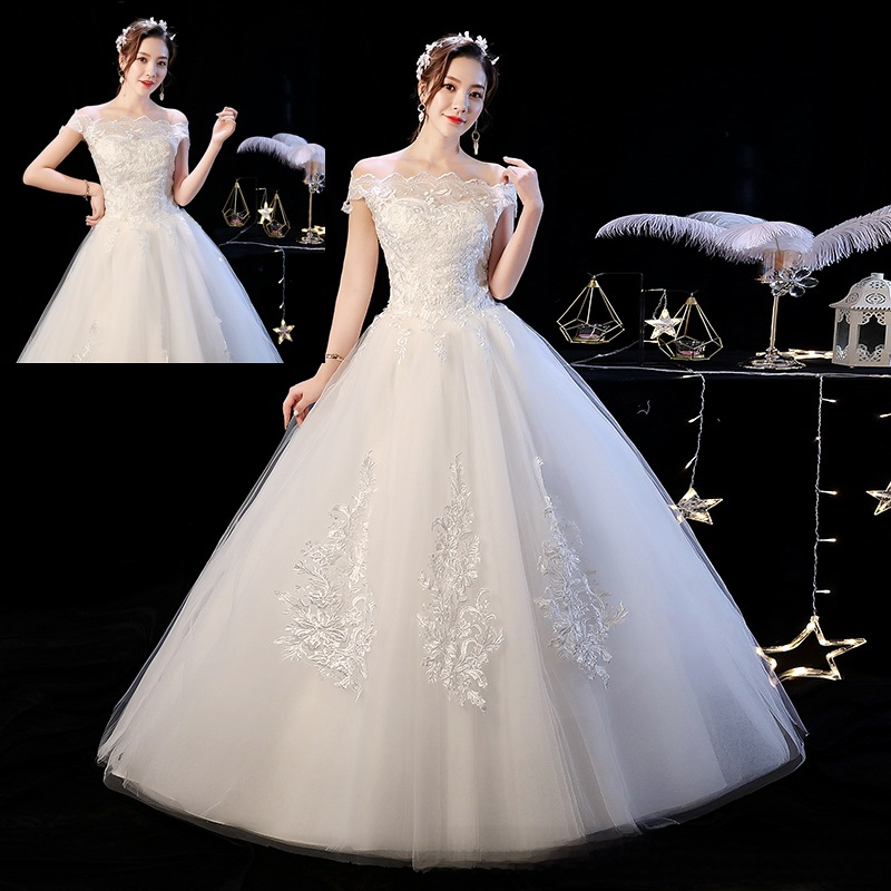 Wedding dress bride slim plus size simple wedding dress new style wedding dress one shoulder