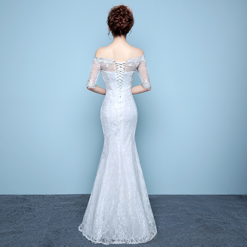 Wedding dress bride slimming large size fishtail waist waist fishtail wedding dress floor-length one-shoulder slim