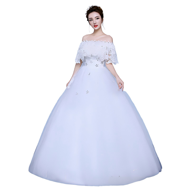 Wedding dress bride wedding dress shoulder to shoulder slim slim wedding dress new style slimming