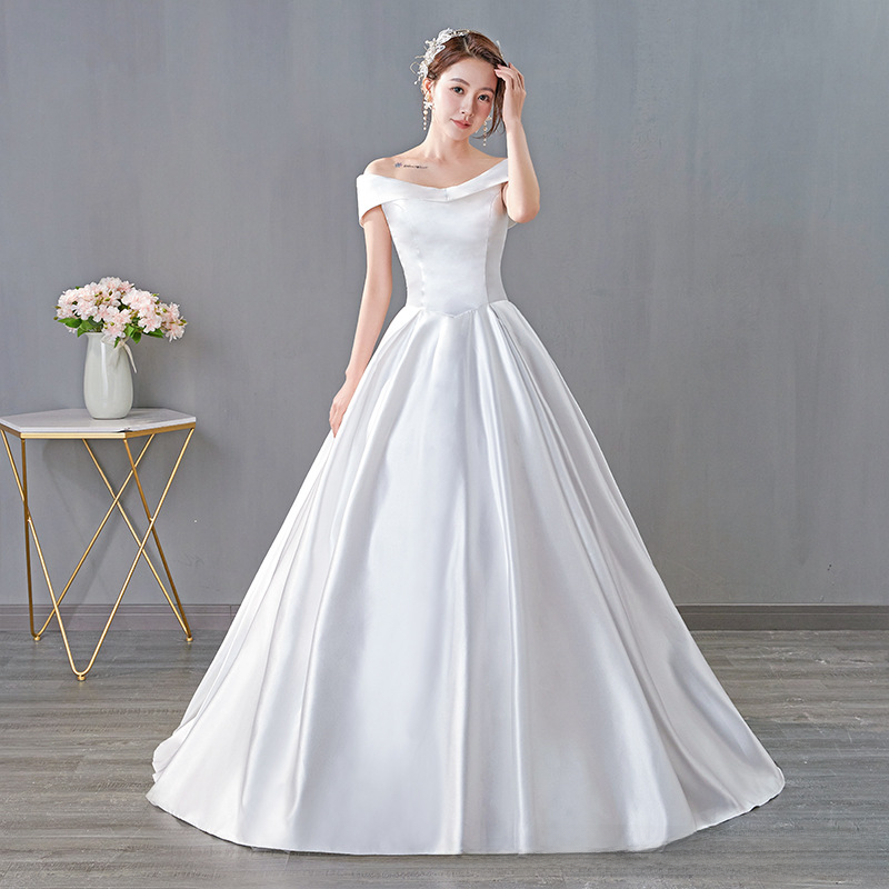 Main wedding dress, new style, floor-length one-shoulder, Mori-style super fairy dream wedding dress, new style, simple and slimming style