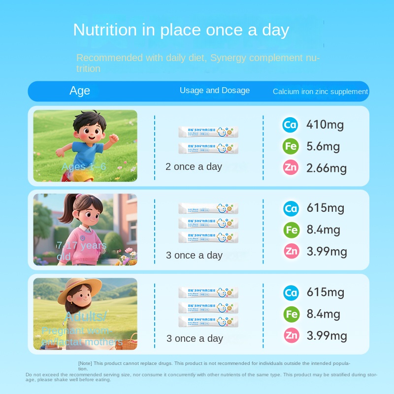 Major Upgrade Shuangjing CPP Multi-Mineral Oral Liquid, Calcium, Iron and Zinc Supplement Liquid Calcium for Children and Teenagers