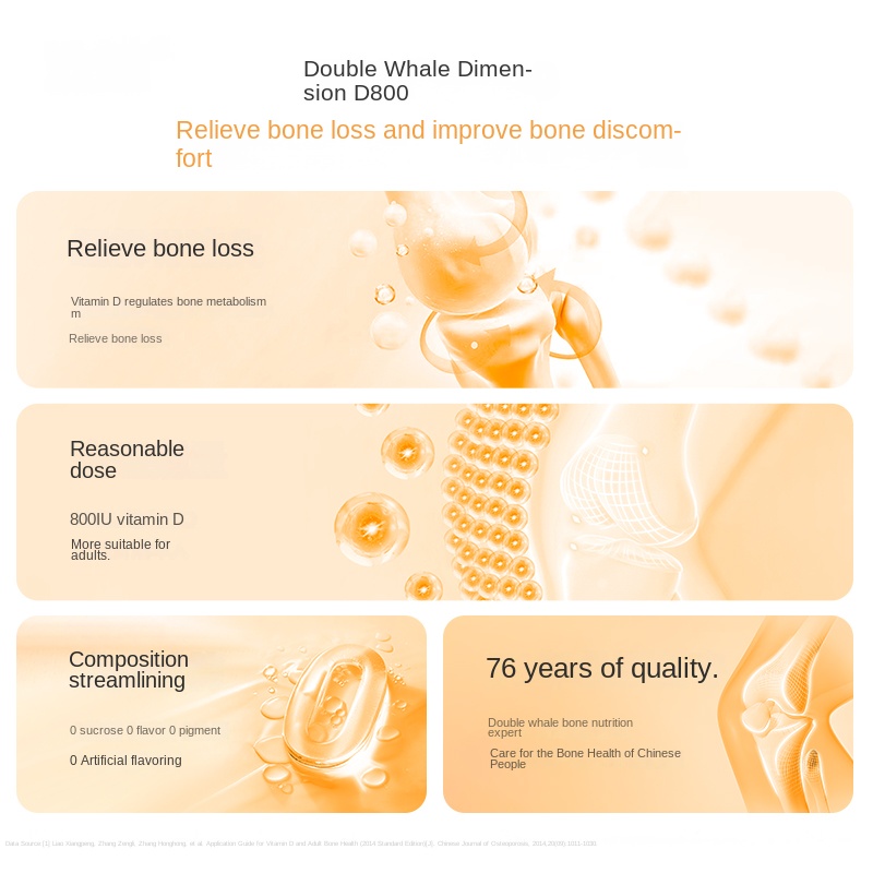 Shuangjing Vitamin D Drops 800IU Vitamin D3, Calcium Supplement Tablets for Adults, Women and Pregnant Women, Helps Prevent Osteoporosis